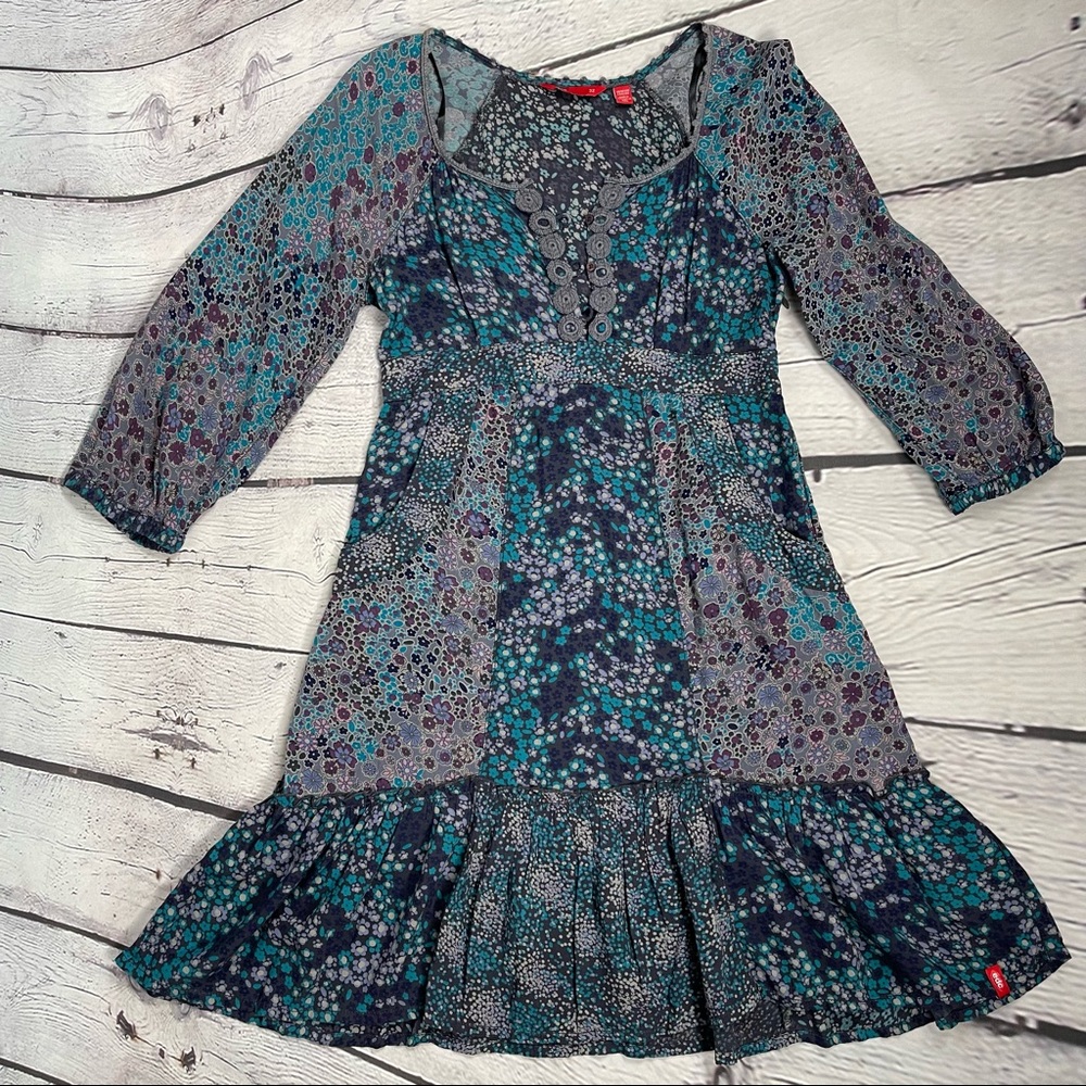 ESPRIT edc midi boho dress with pockets & side zipper